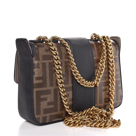 fendi zucca spalmati mini double f crossbody bag tobacco black|zucca handbags for sale.